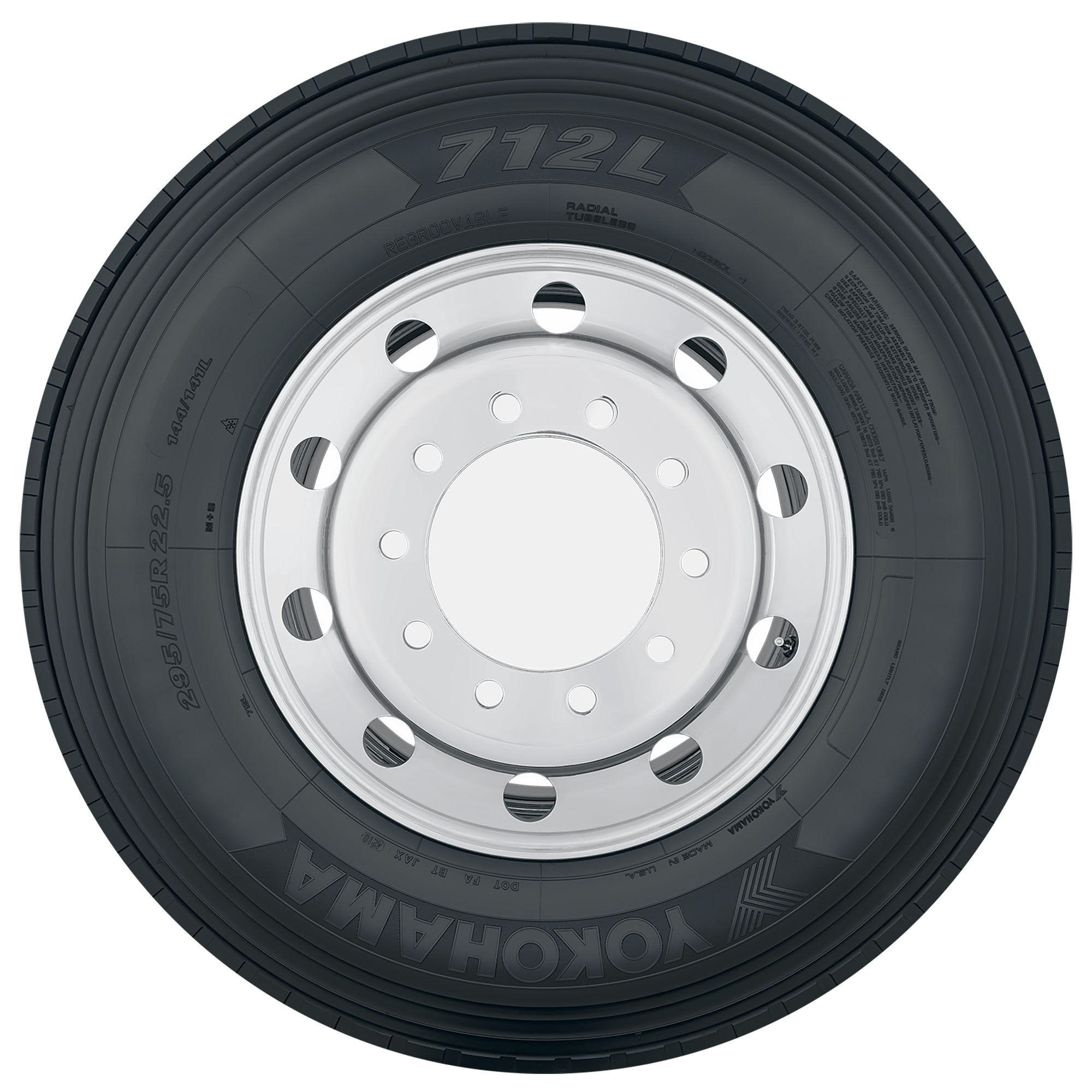 1 New Yokohama 712l - 295/75r22.5 Tires 29575225 295 75 22.5